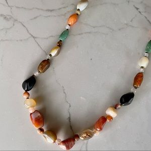 Vintage 70’s Natural Stone Long Beaded Multicolor Necklace ￼